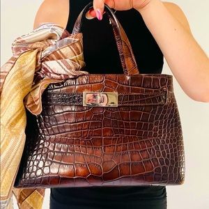 vintage brown croc leather Furla